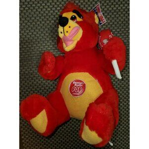 Plush 10" sitting Tootsie Roll Pop Cherry Red Bear w/ Sucker Lollipop Rare 1999